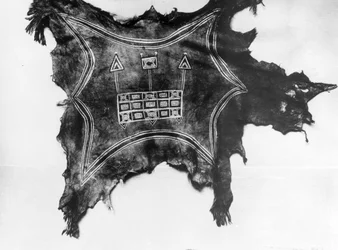 Painted buffalo hide, Ute Indian, c.1888-1910